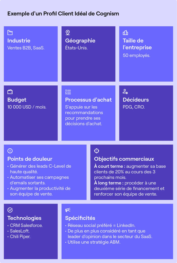 Exemple d'un profil client idéal de Cognism