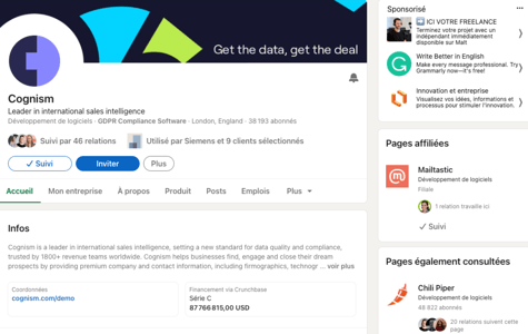 pages affiliées entreprise de LinkedIn - Cognism